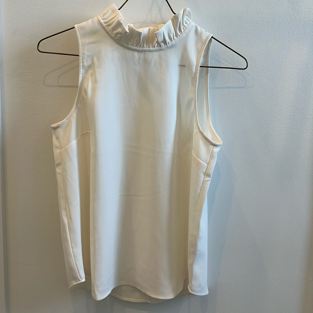J Crew high neck white sleeveless blouse